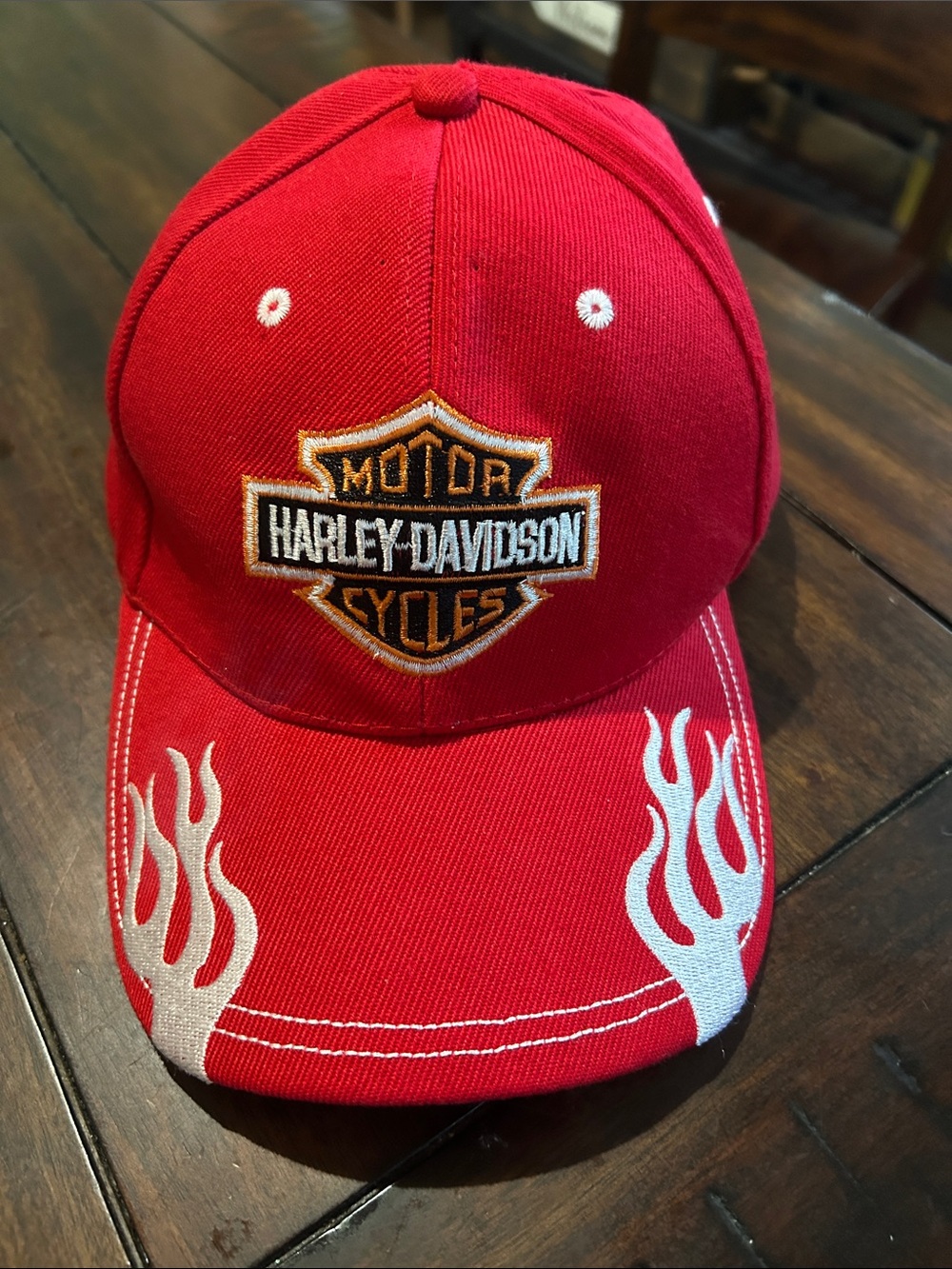 Harley-Davidson Red Cap with White Flame Accent